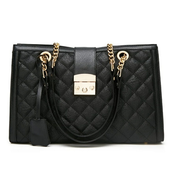 KELOLA DS Handbags - BLACK HAND BAG WITH GOLD CHAIN AND BUCKLE.(KELOLA DS) BRAND SIZE 35'24'1…